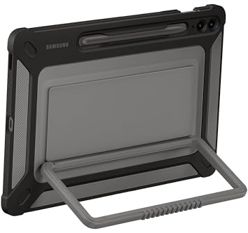 Samsung Outdoor Cover EF-RX610 für das Galaxy Tab S9 FE+, Tablet Cover, Tablet-Hülle starker Schutz, praktische Aufstellmöglichkeiten, sicherer Halt, inkl. S Pen Aufbewahrung, Black