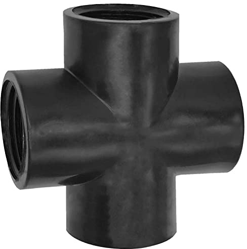 MegaHaustechnik Gewindefitting Kunststoff, Kreuzstück, 1 1/2 Zoll IG | Trinkwasser geeignet, 1 1/2“ Innengewinde-Innendurchmesser 45mm, DN40 Rohr Doppelabzweig 3-Wege Verteiler
