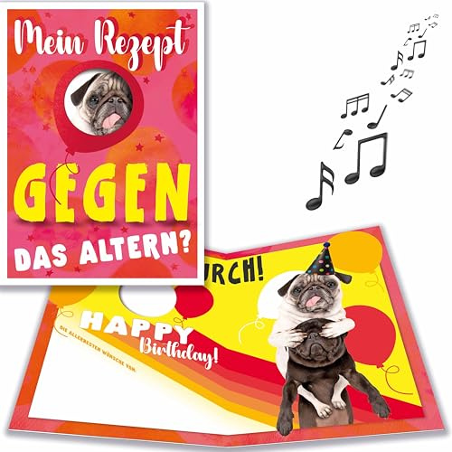 bentino MUSIK Geburtstagskarte Augen zu und durch, lustige Glückwunschkarte zum Geburtstag für alle humoristischen Hundeliebhaber!