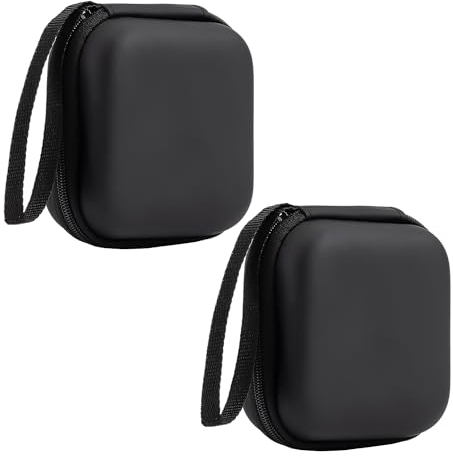 JTMKYO 2 sacchetti quadrati per cuffie, con cordino nero, custodia per cuffie, facile da trasportare, adatto per riporre cuffie, cavo dati (9 x 9 x 4,5 cm).