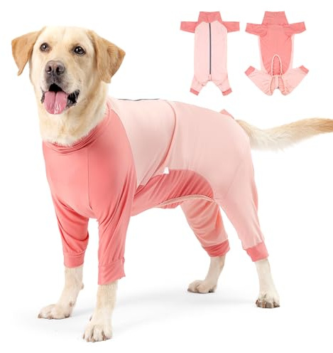 Etdane Recovery Suit for Dogs Surgery Suit Female Spay Dog Onesie for Surgery Dogs Surgical Body Suits After Spay Male Neuter Dogs Shedding Suits Pink/L