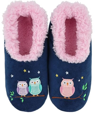 Snoozies Pairables Cosy Birds – Women’s Super Soft Sherpa Fleece Slippers – Non-Slip Indoor House Shoes – UK Sizes 3-9 (Owl, UK Footwear Size System, Adult, Women, Alpha, Medium, Medium)
