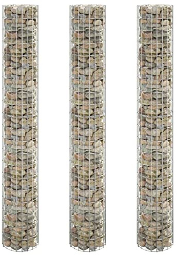 Rantry Casa Pflanzgefäße Gabionen rund 3 Stück aus verzinktem Stahl Ø 30 x 200 cm, Gabionen aus Metall für Steine, Gabionen für den Garten, Gartensteine