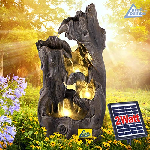 Fontana da giardino solare Fontana decorativa Fontana da interno Fontana con luce LED e batteria agli ioni di litio Cascata per giardino, laghetto da giardino, patio (Wald-ZAUBER)