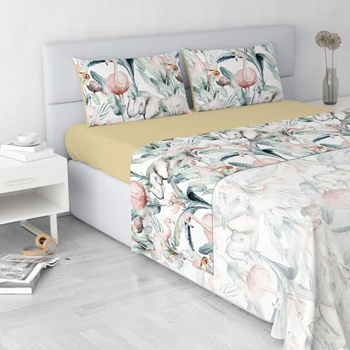 Set Lenzuola Letto Fashion, Made in Italy- Completo Letto in Morbida Microfibra, Lenzuolo Sotto con Angoli, Telo Sopra 240x270 e Federa con Patella Interna, Matrimoniale, Denny