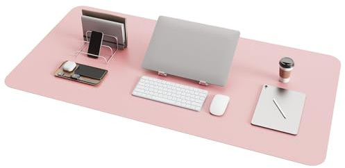 YSAGi Schreibtischunterlage, Premium Leder Mauspad, Rosa, 100x50cm | Rutschfeste Schreibtisch Unterlage, Tischunterlage, Multifunktionales Mousepad Schreibtisch Organizer für Büro & Homeoffice