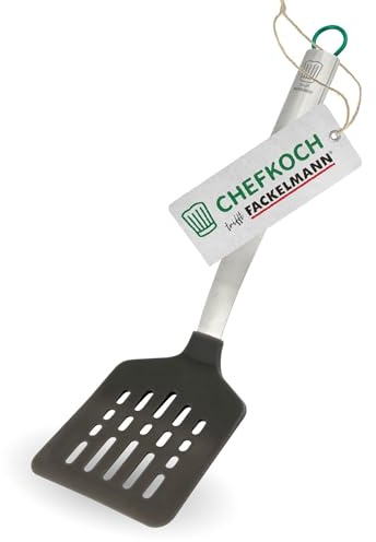Lo chef incontra Fackelmann – Paletta da taglio di alta qualità in acciaio inox con silicone, resistente al calore fino a 230 °C, lavabile in lavastoviglie, ideale per padelle rivestite