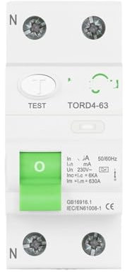 IONQXIDLD Disjoncteur électromagnétique à Courant résiduel TORD4A-63 Type A 2P 16A 40A 63A 6KA, disjoncteur différentiel 100mA(25A)