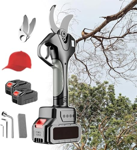 Secateur Electrique Sans Fil avec 2.1 Mètres Perche Télescopique: Sécateurs Électrique avec 1500mAh Batterie Élagueuse, Diamètre De Coupe 45mm et Secateur de Jardin pour Hedge, Arbre, Fruits(1battery)