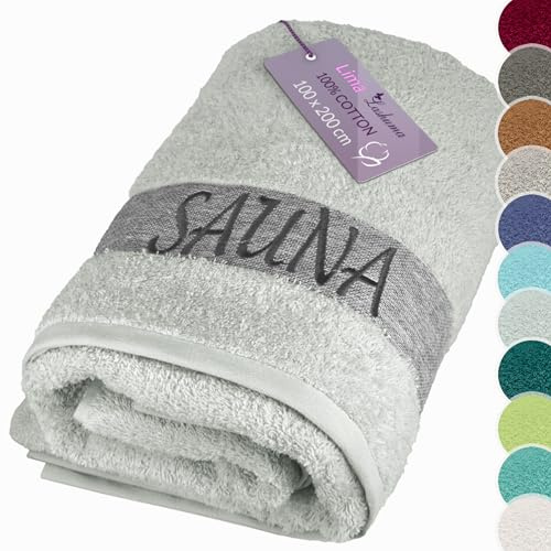 Lashuma badhandduk stor 100 x 200 cm, lima absorberande frotté bastuhandduk män grå – isgrå