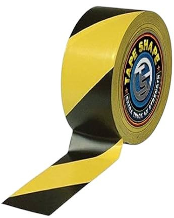 Pro Home Hazard Tape Warning Barrier Tape black and yellow 50mmx33m Strong Adhesive Safety Floor Marking Caution Warning Social Distancing Tape Indoor/Outdoor All-Weather (1, 50mmx33m)