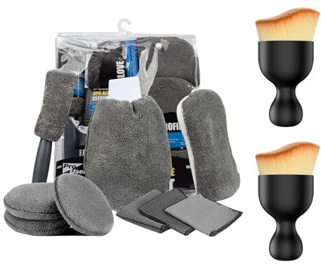 Car Cleaning Kit,11pcs Car Detailing Kit,Premium Car Washing Kit with Bag,Car Wash Kit,Car Wash Cleaning Tools Kit,Car Wash Tool Cleaning Kit,Wheel Brush,Microfiber Mitt,Polishing Pad and Sponge,Grey