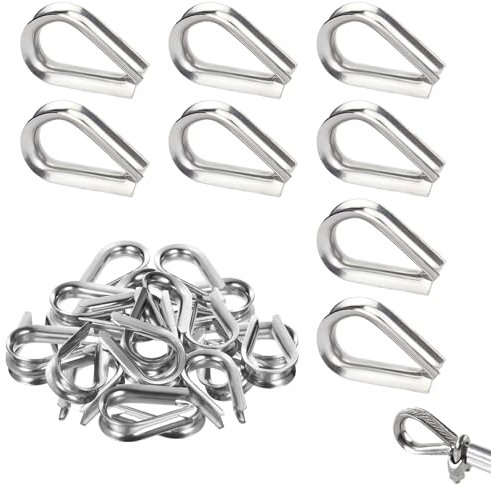 30 Pezzi Ditali per Cavi Rigging Fune Metallica Ditale M6 Clip di Fune Metallica in Acciaio Inox per Filo Antenna Stendibiancheria