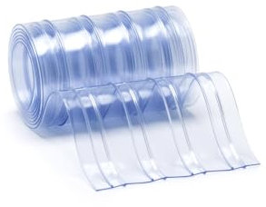 PVC Vorhang geriffelt 2x200 Standard, Höhe 2,20m x Breite 1m, Streifenvorhang ideal fürs Lager, effektiver Schutz gegen Schmutz und Lärm, passend für Industrie