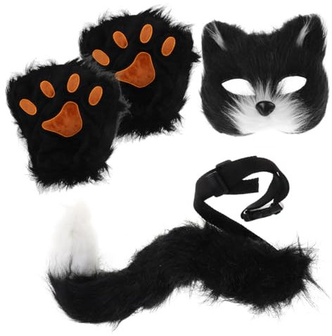 KICHOUSE Masque de Loup Peluche pour Halloween de Costumes Animaliers Masque et Déguisement pour Fête Mascarade
