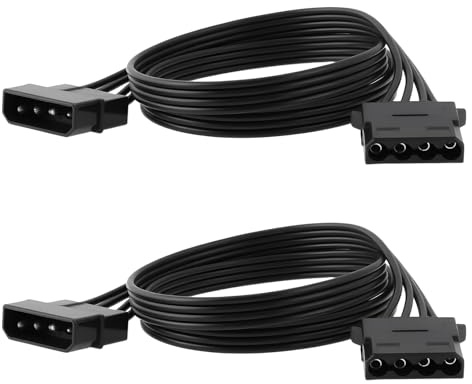 YINETTECH Rallonge d'alimentation pour Disque Dur Molex 4 Broches Compatible avec Les Ordinateurs de Bureau Lot de 2