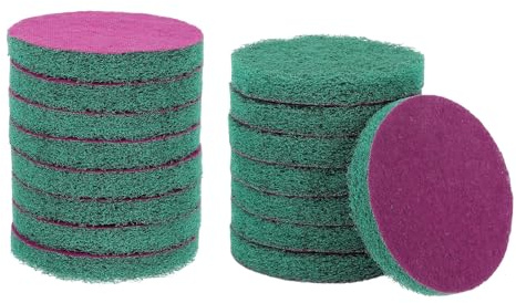 sourcing map 16pcs Scrubber Scouring Pads 180 Grits 5 Inch Drill Power Brush Hoop and Loop Surface Conditioning Disc Drill Scuffing Disc Scrub Pads for Home Kitchen Cleaning, Green