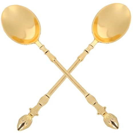 IMIKEYA 2 Piezas Elegantes Cucharas de Aleación para Café para Helados Yogur y Condimentos Diseño Compacto y Divertido