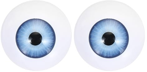 PATIKIL 24mm Doll Eyes,1 Pair Realistic Acrylic Eyes Plastic Half Eyeballs for Dolls Masks Halloween Props Art Craft, Light Blue