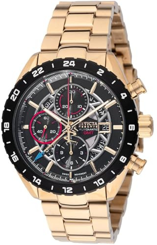 Invicta Reserve 49232 Herrenarmbanduhr - Automatisches Uhrwerk - Edelstahl mit schwarzem Zifferblatt - 44 mm