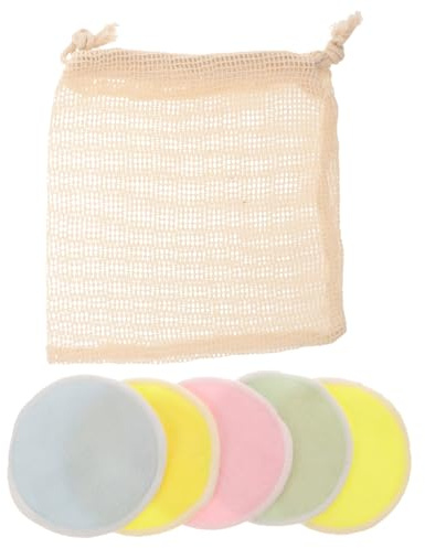 Healeved 5piezas Almohadillas De Limpieza Facial Dobles De Terciopelo Con Estampado Algodón Reutilizable Bolsa De Cuerda Para Mujeres Discos Desmaquillantes Suaves y Lavables Para Maquillaj