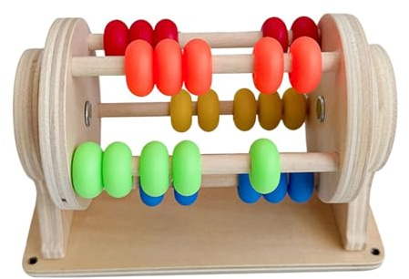Yunhgft Tamburo Rotolante Rullo Educativo per Piccoli Legno Naturale Stimolo Motorio Gioco Sensoriale Rotante Materiale Sicuro Adatto a Neonati in Fase, Abaco, Taglia unica bambino