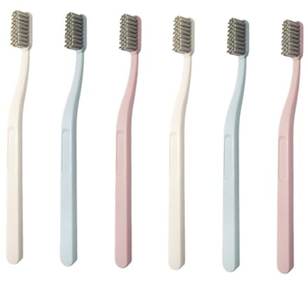 POPETPOP Cepillos de Dientes para Adultos Cabezal de Nylon y Diseño Ergonómico, Paquete de 6 Piezas Portátiles para Limpieza Dental Óptima y Ligera