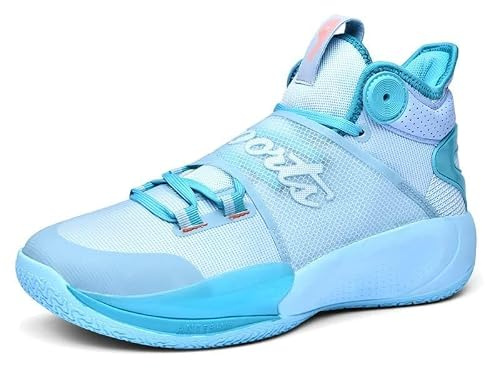 Unisex basketskor är andningsbara, lätta och halkfria, slitstarka sportträningsskor Skor för promenader(Light blue,37 EU)