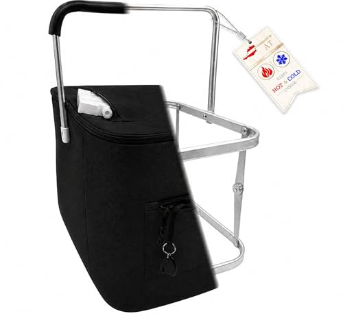 43L Einkaufskorb faltbar mit Deckel, groß, stabil, isolierter Kühlkorb, Thermokorb oder Thermotasche, klappbar, ideal für Picknick, Camping, Reisen, Einkauf (Schwarz)