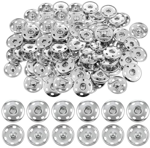 cobee 30 Sets Sewing Snaps, Sew-On Buttons Metal Snaps Fasteners, 21mm Large Snap Button Kit Silver Sewing Fasteners for Clothes Jackets Shirt DIY Crafts