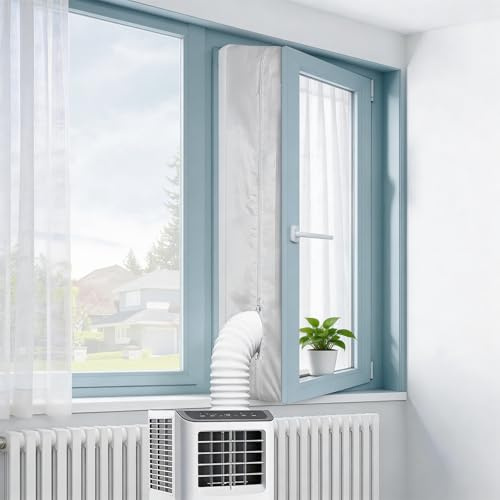 Ninonly 400CM Fensterabdichtung für Mobile Klimageräte Wäschetrockner,Ablufttrockner,Effektiv Heiße Luft Klimaanlage Fensterabdichtung für Fenster,Dachfenster und Schiebefenster Reißverschluss