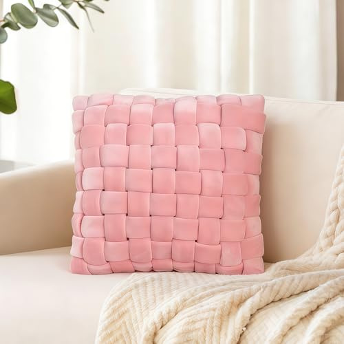 YLBKIKR Knot Pillow Decorative Throw Pillows for Couch Aesthetic Home Decor Round Accent Cushion Sofa Living Room Bedroom Cute Decor (Pink)