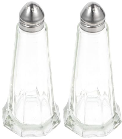 BESPORTBLE Lot de 2 Salières en Verre Petit Format Couvercle en Inox Perforé, Poivrières Multifonctions Pratiques Cuisine et Barbecue, Saupoudreuses à Épices Noires et Blanches