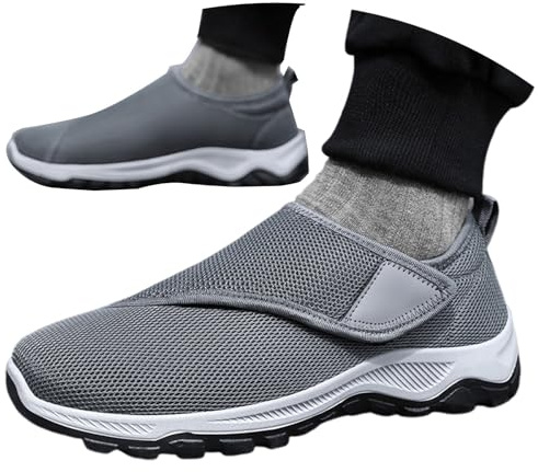 Scarpe Terapeutiche per Diabetici da Uomo Corsa Alluce Valgo Piedi Gonfi, Ginnastica Leggere E Traspiranti Antiscivolo Ortopediche Artrite Edema