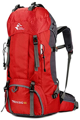 free knight - Mochila impermeable de 60 l ultraligera, mochila de escalada, para viajes, mochila de día, plegable y de fácil manejo para camping, para exteriores, con protección contra la lluvia, rojo