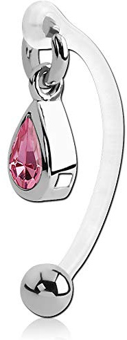 viva-adorno Piercing Íntimo Kvv Christina Bioflex Banano Piercing Cristal Colgante de Gotas Piercing de Ombligo Z550, Rosa