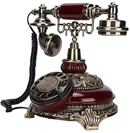 Dilwe Retro Antikes Telefon - Royal Schreibtisch Wählscheibe Handset Altmodisches Schnurgebundenes Gerät für Zuhause/Büro/Café/Bar Dekoration