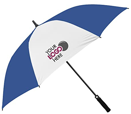 Drysdale Custom Printed Golf Umbrellas Personalised with Your Logo or Photo (Blue/White), Full Size