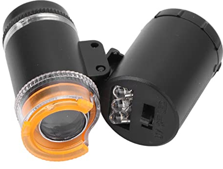 Mini 60X LED Mikroskop, Handy Lupe, Handy LED Mikroskop Lupe für Juwelier und Präzisionsarbeit mit Währungsdetektor (Schwarz)