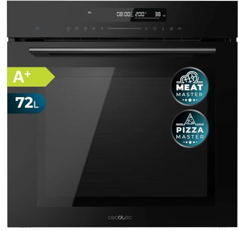 Cecotec Horno Integrable 60cm Bolero Hexa SM406000 Glass Black A+. 2900W, 72L, 12 Funciones, Piedra para Pizzas, Steam Assist, Steam EasyClean, Modo Eco y Defrost, Electronic Timer