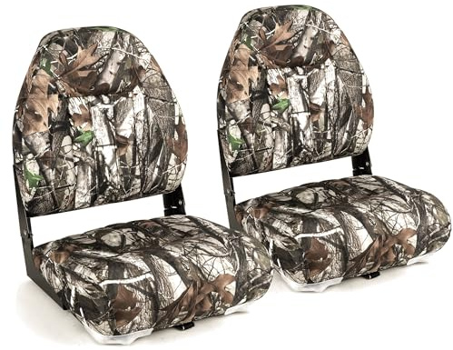 SUNDGORA Premium Camo High Back Folding Fishing Boat Seat for Fishing,Stainless Steel Screws Included,Camo