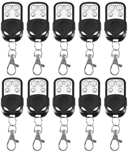 10Pcs Gate Remote Control Keychain, 433MHz Universal Remote Cloning Control Key Duplicator with 4 Buttons for Garage Door, Roller Doors