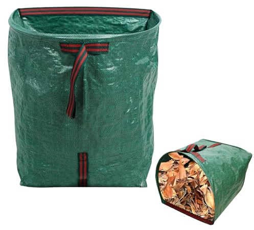 LUMOOM Saco de basura de jardín de 200 l, saco de basura de jardín, saco de basura de jardín, estable, bolsa de hierba con asas, contenedor de residuos de jardín plegable, contenedor para residuos de