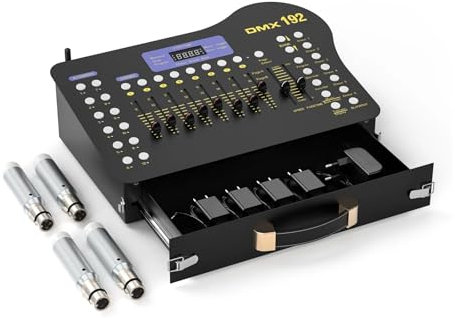 Controlador DMX, Consola negra con DMX 512 y operador MIDI, controlador de iluminación de 192 canales for conciertos en, KTV, DJ y clubes. para versatilidad