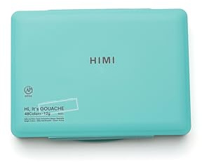 HIMI Twin Cup Gouache Set 48 färgfärger, grönt fodral, tillsätt vatten för att återaktivera, släta, rika färger, gåva, konstnärskonsttillbehör, stor skala konstarbete med fina detaljer, redo att