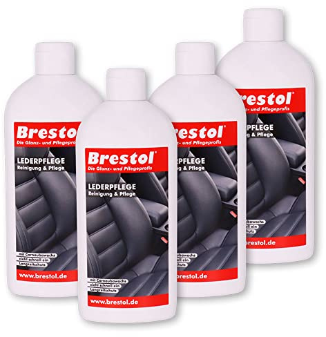 Brestol LEDERPFLEGE 4X 500 ml - Lederpflegelotion Lederreiniger Lederschutz Ledersitze Autositze Auto Leder Glattleder