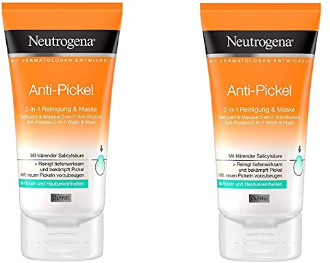 Neutrogena Anti-Pickel 2-in-1 Reinigung & Maske, 2 x 150 ml