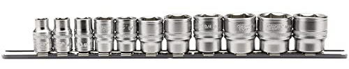 Draper 16493 3/8-Inch Square Drive Imperial Socket 11 Piece Set on Metal Rail , Blue