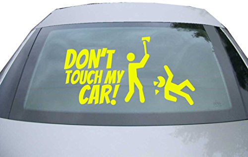 Indigos UG Auto Aufkleber Dont touch my Car neongelb - 600x314 mm - selbstklebender Sticker für Auto, Fenster, Bus oder LKW - Tuning