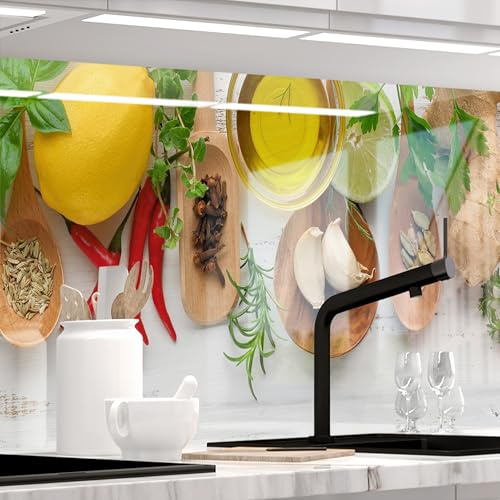 StickerProfis Küchenrückwand Spritzschutz selbstklebend, Glas Optik, Versteift, alle Untergründe, 1.8mm Rückwand für Küche, KÜCHENZAUBER (Premium) 60 x 280cm